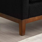 Panca imbottita 53,5W, panca-ottoman con gambe in legno e cuscini a rullo per fondo letto, camera da letto, soggiorno, ingresso, nero