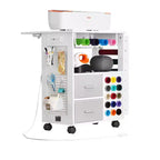 VEVOR Carrello e Tavolo portaoggetti Rotante per Artigianato, Compatibile con Macchine Cricut, Workstation per Organizzazione Tavolo da Artigianato con 2 porte USB e Prese, Bianco