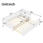 Base letto a piattaforma convertibile Twin/Twin XL con sponde di sicurezza, convertibile in letto doppio Twin/Queen, struttura in legno massello