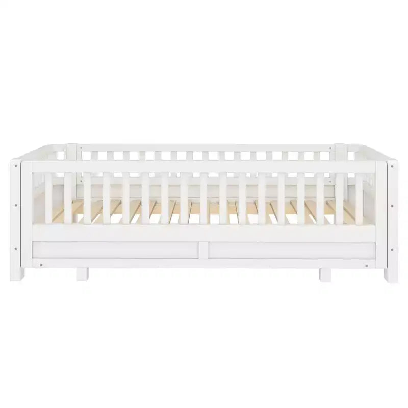 Base letto a piattaforma convertibile Twin/Twin XL con sponde di sicurezza, convertibile in letto doppio Twin/Queen, struttura in legno massello