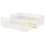 Base letto a piattaforma convertibile Twin/Twin XL con sponde di sicurezza, convertibile in letto doppio Twin/Queen, struttura in legno massello