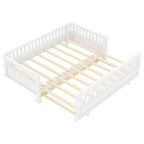 Base letto a piattaforma convertibile Twin/Twin XL con sponde di sicurezza, convertibile in letto doppio Twin/Queen, struttura in legno massello