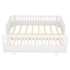 Base letto a piattaforma convertibile Twin/Twin XL con sponde di sicurezza, convertibile in letto doppio Twin/Queen, struttura in legno massello