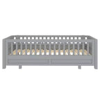 Base letto a piattaforma convertibile Twin/Twin XL con sponde di sicurezza, convertibile in letto doppio Twin/Queen, struttura in legno massello