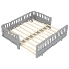 Base letto a piattaforma convertibile Twin/Twin XL con sponde di sicurezza, convertibile in letto doppio Twin/Queen, struttura in legno massello