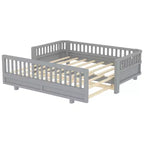Base letto a piattaforma convertibile Twin/Twin XL con sponde di sicurezza, convertibile in letto doppio Twin/Queen, struttura in legno massello