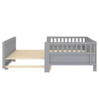 Base letto a piattaforma convertibile Twin/Twin XL con sponde di sicurezza, convertibile in letto doppio Twin/Queen, struttura in legno massello