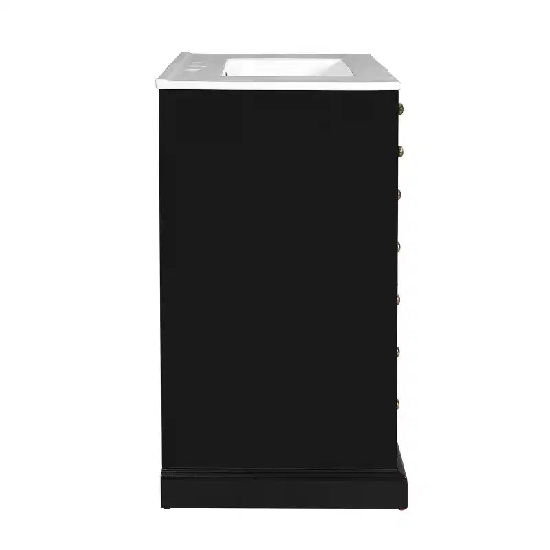 Mobile bagno da 76 cm con lavabo, armadietto da bagno con cassetti e ante a chiusura ammortizzata, nero