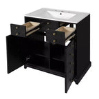 Mobile bagno da 76 cm con lavabo, armadietto da bagno con cassetti e ante a chiusura ammortizzata, nero
