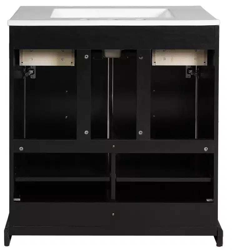 Mobile bagno da 76 cm con lavabo, armadietto da bagno con cassetti e ante a chiusura ammortizzata, nero