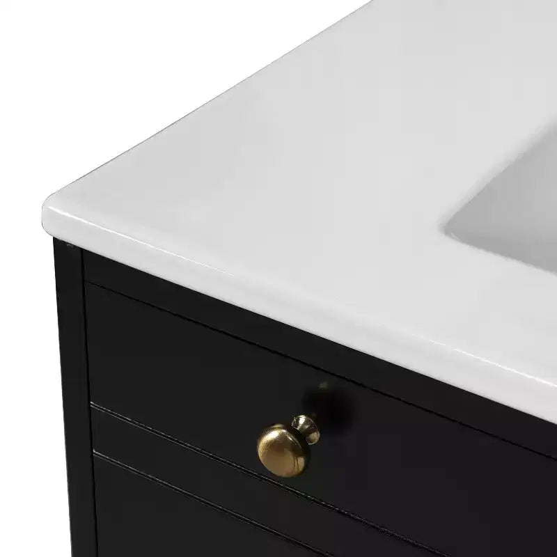Mobile bagno da 76 cm con lavabo, armadietto da bagno con cassetti e ante a chiusura ammortizzata, nero