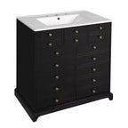 Mobile bagno da 76 cm con lavabo, armadietto da bagno con cassetti e ante a chiusura ammortizzata, nero