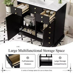Mobile bagno da 76 cm con lavabo, armadietto da bagno con cassetti e ante a chiusura ammortizzata, nero