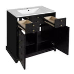 Mobile bagno da 76 cm con lavabo, armadietto da bagno con cassetti e ante a chiusura ammortizzata, nero