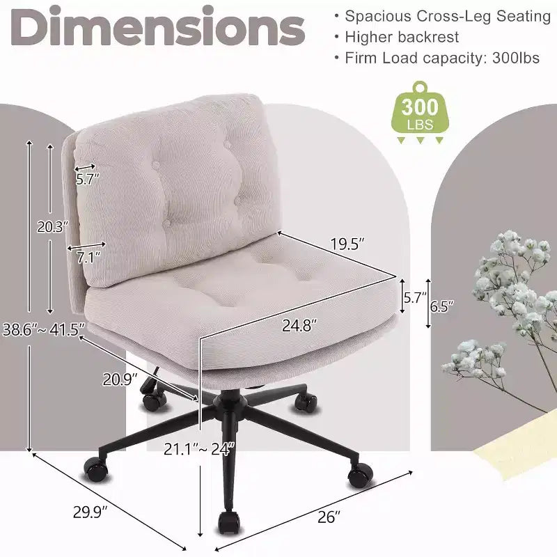 Sedia Criss Cross Cloud, Comoda Sedia da Scrivania con/senza Ruote in Velluto a Coste, Moderna Sedia Girevole Grigio Chiaro