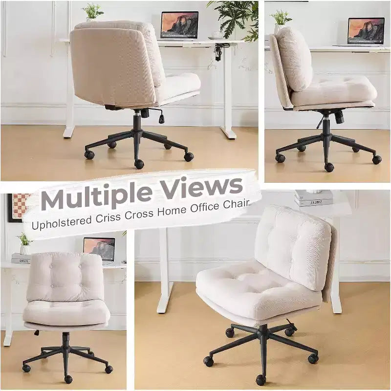 Sedia Criss Cross Cloud, Comoda Sedia da Scrivania con/senza Ruote in Velluto a Coste, Moderna Sedia Girevole Grigio Chiaro