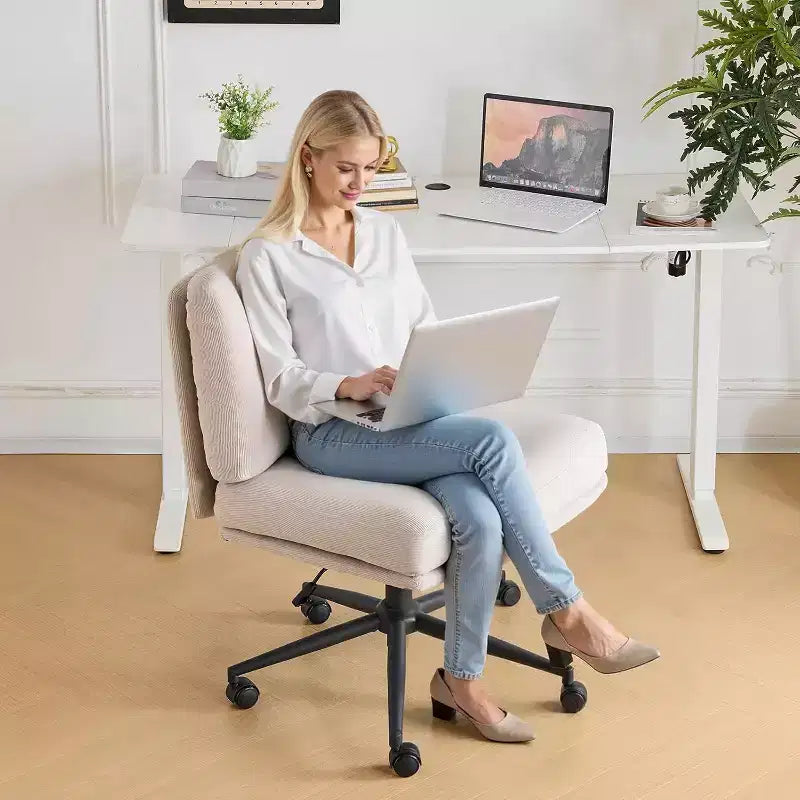 Sedia Criss Cross Cloud, Comoda Sedia da Scrivania con/senza Ruote in Velluto a Coste, Moderna Sedia Girevole Grigio Chiaro