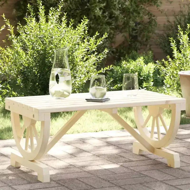 Tavolino da caffè da giardino marrone in legno massello di abete