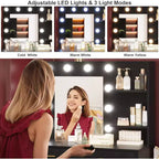 Tocador da 61 con specchio e luci, tavolo da trucco bianco con 8 cassetti e 2 mensole, 3 modalità di illuminazione con luminosità regolabile