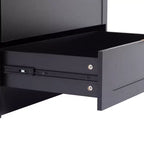 AEELLEEA 65 Armadio a 2 ante nero con 2 cassetti: con accenti in rattan e chiusura magnetica