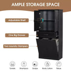 Bathroom Storage Cabinet With 2 Laundry Baskets,Tall Anti-Tipping Tilt-Out Double Doors Hidden Laundry Hamper Cabinet With 2 Doors & 1 Drawer