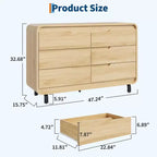 Comò a 6 cassetti per camera da letto, comò moderno largo 120 cm in legno con ampio spazio di archiviazione, cassettiera