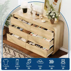 Comò a 6 cassetti per camera da letto, comò moderno largo 120 cm in legno con ampio spazio di archiviazione, cassettiera