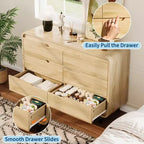 Comò a 6 cassetti per camera da letto, comò moderno largo 120 cm in legno con ampio spazio di archiviazione, cassettiera