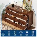 Comò a 6 cassetti per camera da letto, comò moderno largo 120 cm in legno con ampio spazio di archiviazione, cassettiera