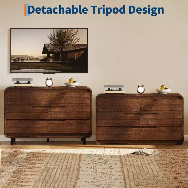 Comò a 6 cassetti per camera da letto, comò moderno largo 120 cm in legno con ampio spazio di archiviazione, cassettiera