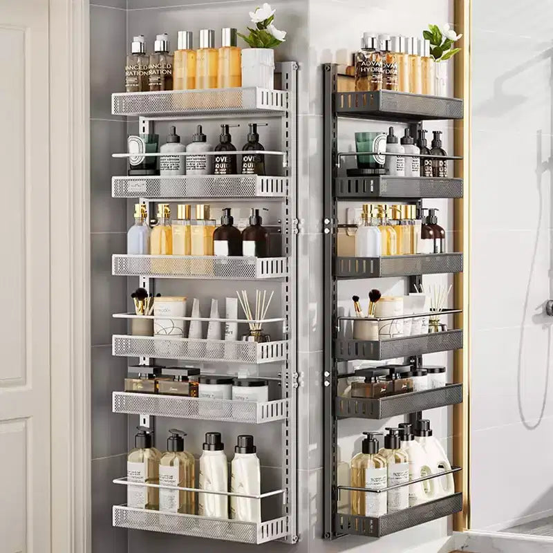 Organizzatore regolabile da dispensa da appendere alla porta a 6 ripiani, in metallo resistente, con cestini rimovibili