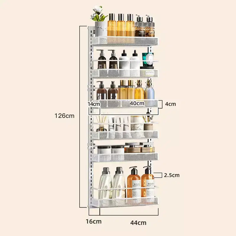 Organizzatore regolabile da dispensa da appendere alla porta a 6 ripiani, in metallo resistente, con cestini rimovibili
