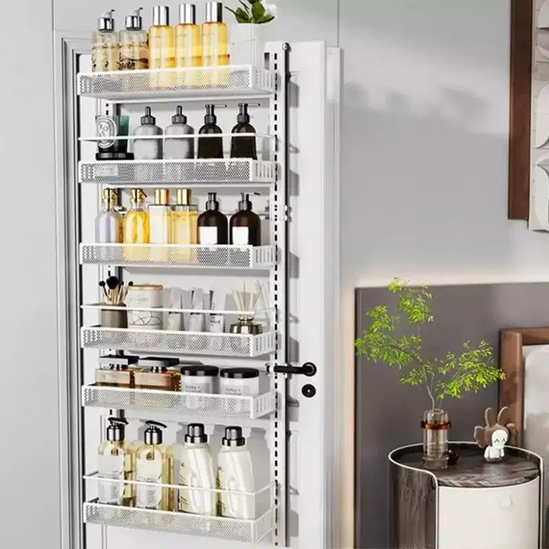 Organizzatore regolabile da dispensa da appendere alla porta a 6 ripiani, in metallo resistente, con cestini rimovibili