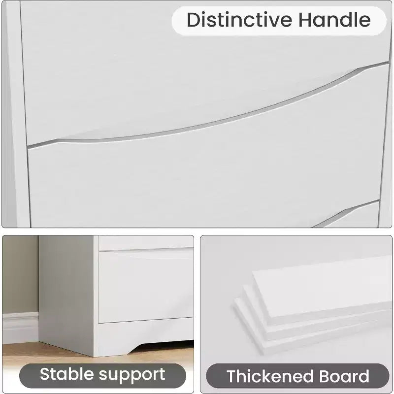 Comò in legno a 3 cassetti, Armadio moderno alto con contenitore profondo, Cassettiera grande con piano largo, Cassettiera lunga per camera da letto