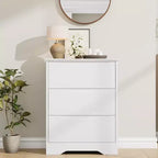 Comò in legno a 3 cassetti, Armadio moderno alto con contenitore profondo, Cassettiera grande con piano largo, Cassettiera lunga per camera da letto
