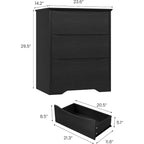 Comò in legno a 3 cassetti, Armadio moderno alto con contenitore profondo, Cassettiera grande con piano largo, Cassettiera lunga per camera da letto