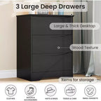 Comò in legno a 3 cassetti, Armadio moderno alto con contenitore profondo, Cassettiera grande con piano largo, Cassettiera lunga per camera da letto