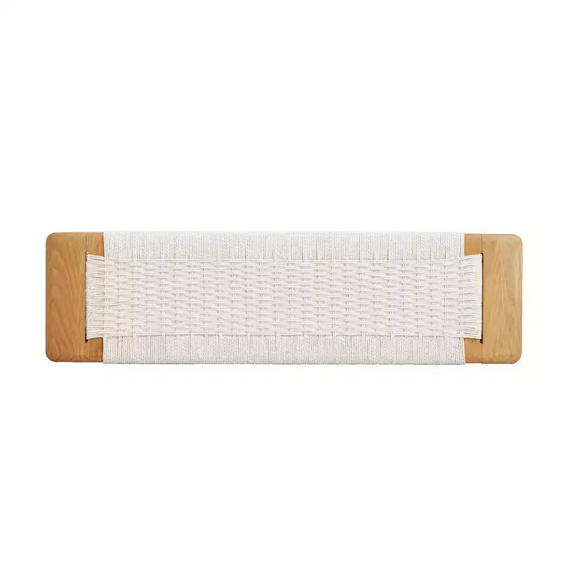 Panca in legno massello di rovere con seduta in canna d'India intrecciata a mano - per sala da pranzo, camera da letto e ingresso