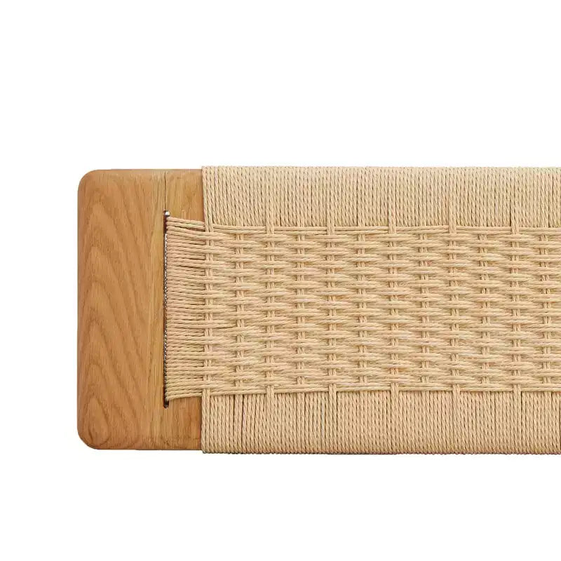 Panca in legno massello di rovere con seduta in canna d'India intrecciata a mano - per sala da pranzo, camera da letto e ingresso