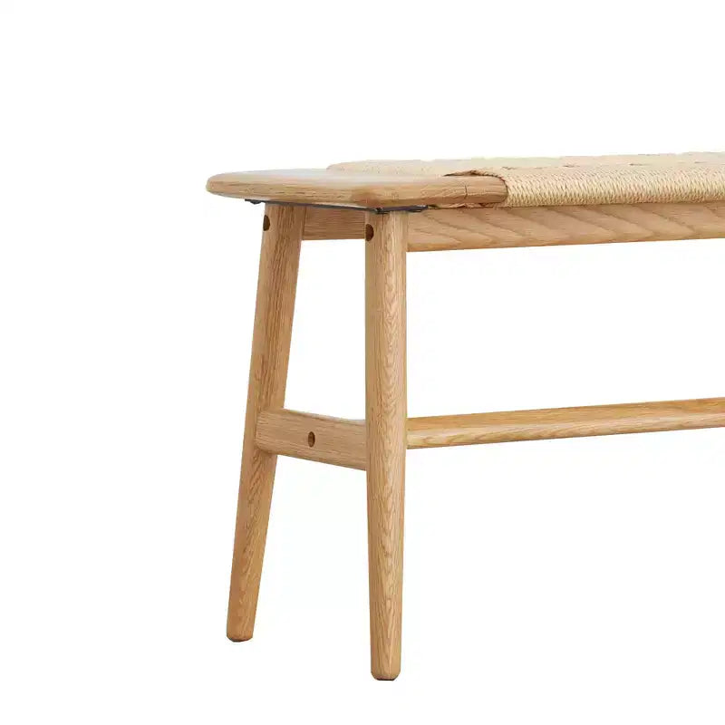 Panca in legno massello di rovere con seduta in canna d'India intrecciata a mano - per sala da pranzo, camera da letto e ingresso
