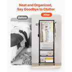 Appendiabiti a rotelle con ripiani Robusto stand appendiabiti su ruote 180 cm di altezza per camera da letto