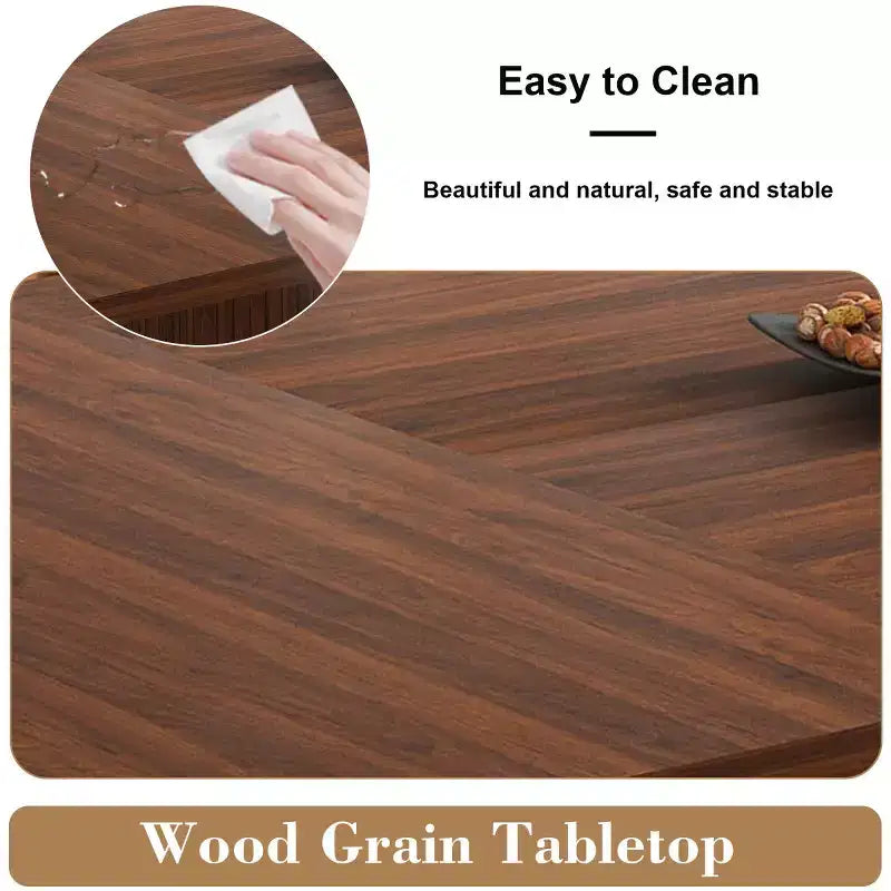 Moderno Arredamento Rustico per Sala da Pranzo con Tavolo Rettangolare da 78" con Base Contenitore e 4 Sedie con Cuscini in PU per Cucina e Sala da Pranzo