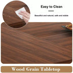 Moderno Arredamento Rustico per Sala da Pranzo con Tavolo Rettangolare da 78" con Base Contenitore e 4 Sedie con Cuscini in PU per Cucina e Sala da Pranzo