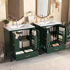 Mobile bagno doppio lavabo da 60 pollici in legno, mobiletto contenitore per bagno con doppio lavabo, grandi mobiletti da bagno a terra con cassetto