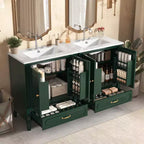 Mobile bagno doppio lavabo da 60 pollici in legno, mobiletto contenitore per bagno con doppio lavabo, grandi mobiletti da bagno a terra con cassetto