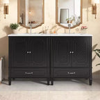 Mobile bagno doppio lavabo da 60 pollici in legno, mobiletto contenitore per bagno con doppio lavabo, grandi mobiletti da bagno a terra con cassetto