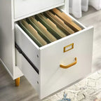 Classificatore a 4 cassetti bianco: maniglie color oro, MDF, design salvaspazio