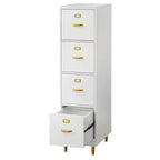 Classificatore a 4 cassetti bianco: maniglie color oro, MDF, design salvaspazio