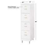 Classificatore a 4 cassetti bianco: maniglie color oro, MDF, design salvaspazio