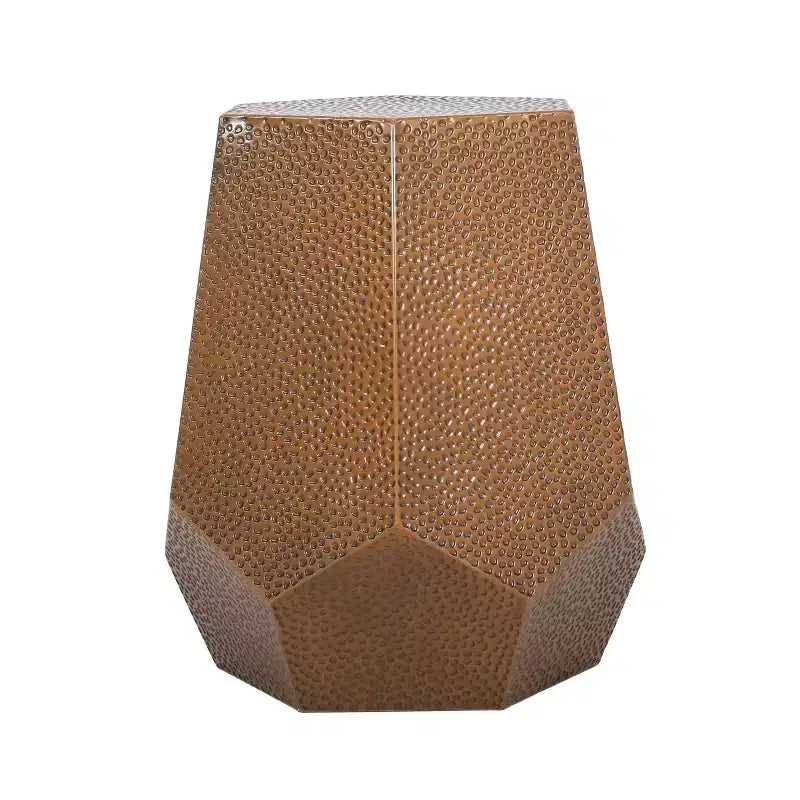 Tavolino Moderno Geometrico Anticato Spazzolato in Ferro Martellato Bronzo - Nessun Assemblaggio, Resistente a Macchie e Graffi